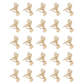 Ruwado 50 Pcs Hollow Birds Jewelry Making Kits Metal Small 1.8 x 1.7 x 0.2 cm Cute Birds for DIY Jewelry Making Necklace Bracelets Earring Keychain Key Ring Crafting Supplies (Gold)