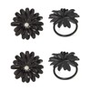 Vibhsa Handcrafted Flower Napkin Rings (Set of 4, Black)