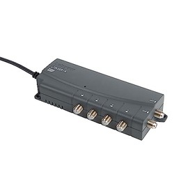 Labgear TV Signal Booster Aerial Amplifier, 4 Way Signal Distribution Amplifier with F-Type Connections, 4G & 5G Filtered, Indoor TV Aerial, Booster For TV/FM/DAB, RED Compliant