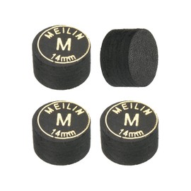 PATIKIL 14mm Pool Cue Tips, 4 Pack Medium Multiple Layer Pool Billiard Cue Tips Laminated Glue-on Snooker Stick Tip Billiard Accessories, Black