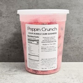 Poppin Crunch Bubble Gum Gushers Candy Snacks 1 - 2 LBS - Choice of Sweet or Sour Bonbon Candies Corn Sugar - Size: 2 Pounds (32 Ounces), Flavor Option: Sour