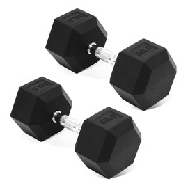 Fitvids Hex Dumbbells Rubber Coated Hand Weights Pairs for Exercises and Fitness, 30 LB Pair