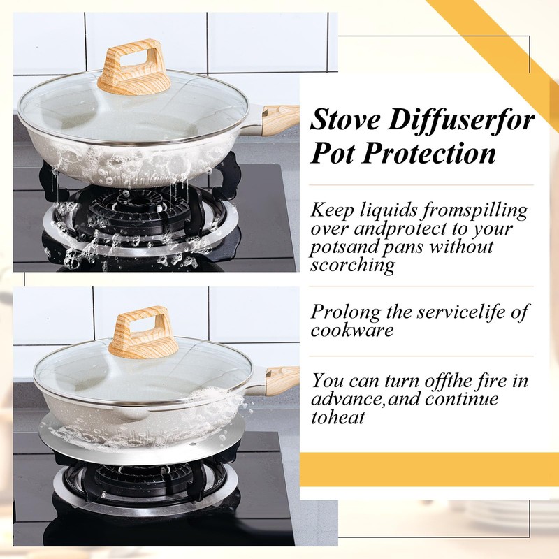 Reallnaive 2 Pcs 9.5'' and 11'' Stainless Steel Induction Adapter