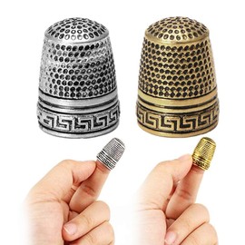 Sewing Thimble, 2 Pieces Stainless Steel Sewing Tailor Finger Protector Quilting Thimble Finger Shield Ring Fingertip Quilting Craft Accessories