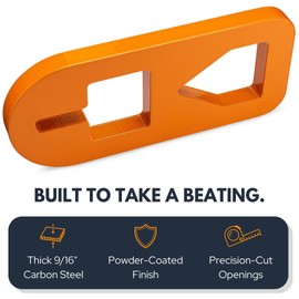 Wenses T-Post Puller Plate Tool with Short Chain, Heavy Duty Carbon Steel Plate with Orange Coating