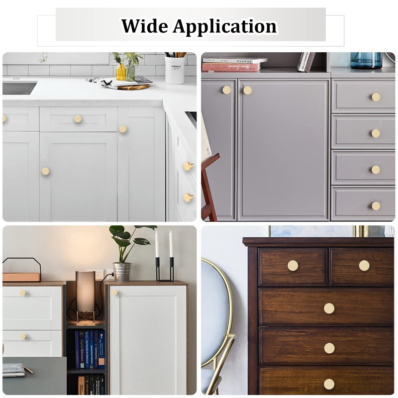 ZOCONE 12PCS Gold Drawer Knobs, 29mm Round Cabinet Knobs with