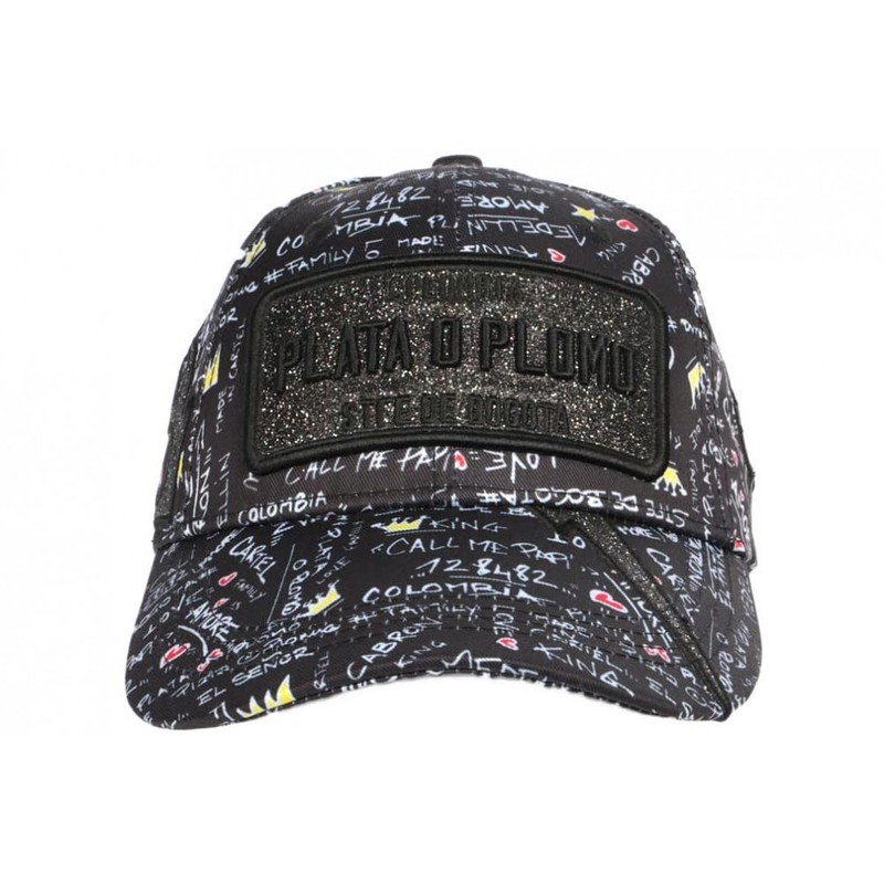 Plata o Lead Black Grey Rhinestone Baseball Cap, Size: One