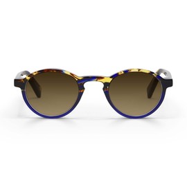 eyebobs Board Stiff Premium Polarized Sunglasses for Women and Men | Round Polarized Sunglasses| Tortoise & Navy Front and Temples | Polarized Brown