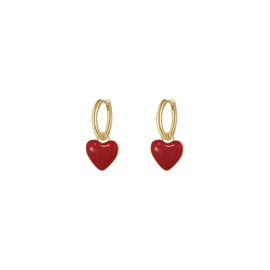 Heart Love Hoop Earrings for Women Cute Enamel Heart Dangle Drop Small Huggie Earrings for Women Dainty Birthday Valentines Day Jewelry for Her (red)