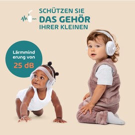 Babe Protect - 2 in 1 Baby & Child Noise Cancelling Headphones Effective Hearing Protection up to 4 Years, CE Certified - Superior Comfort Ideal for Sleep, Plane, Parties, Fireworks, beige