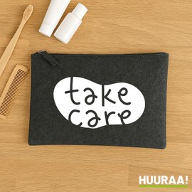 Huuraa Take Care Wash Bag Batch Gift 1 Litre Charcoal Felt Take Care Gift Idea