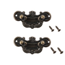 dophee 2-Pack Vintage Antique Bronze Pull Handle for Drawer Jewelry Box Kitchen Cabinet Furniture Hardware-2.32"x1.1"
