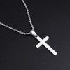 HSWYFCJY Cross Necklace for Men，Silver Black Gold Stainless Steel Plain