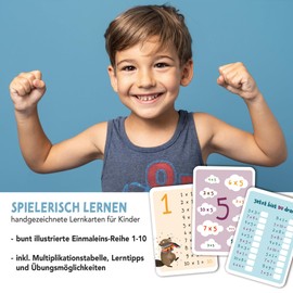 The Small Multiplication Table with Number Rows 1-10 – Calculation for Primary School Students – 30 Flashcards for Children Including Learning Aids and Exercises – 1 x 1 Learning – DIN A6