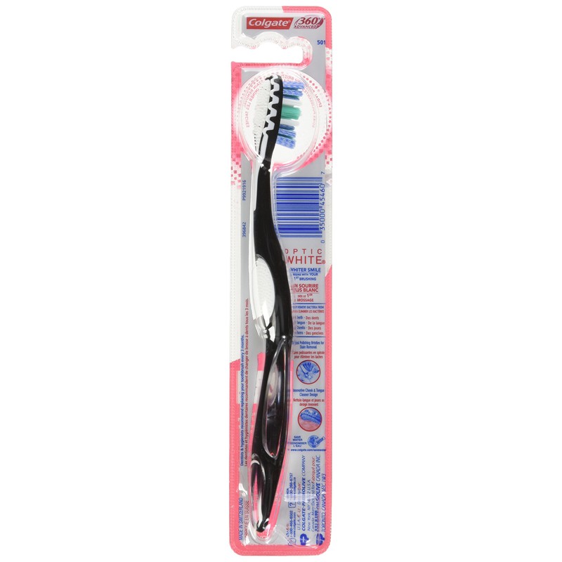 Colgate 360 Optic White Toothbrush, Medium, 1 Count