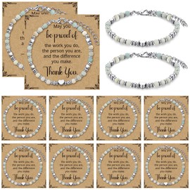Huquary 12 Sets Coworker Employee Appreciation Bracelets Volunteer Gifts May You Be Proud of You Beaded Bracelets Thank You Gifts Inspirational Cards for Staff Office