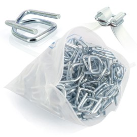 VETAKING Heavy Duty Reusable Buckles with Anti-Slip Coating Sturdy Metal Wire and High Holding Power 100pcs /200pcs Metal Buckles for Plastic Strapping - 3/4'' Strap Width Woven Cord Strapping (100)