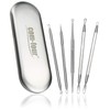 com-four® 5-Piece Set Blackhead Remover Stainless Steel Comedone Squeezer for