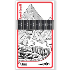 uni-ball PIN Fineliners | Black Fine Tipped Writing Pens | Water & Fade Resistant Ink | Ideal for Sketching, Scrapbooking, Outlining, Art, Technical Drawing | In Gift Box (Pack of 6, 0.03mm)