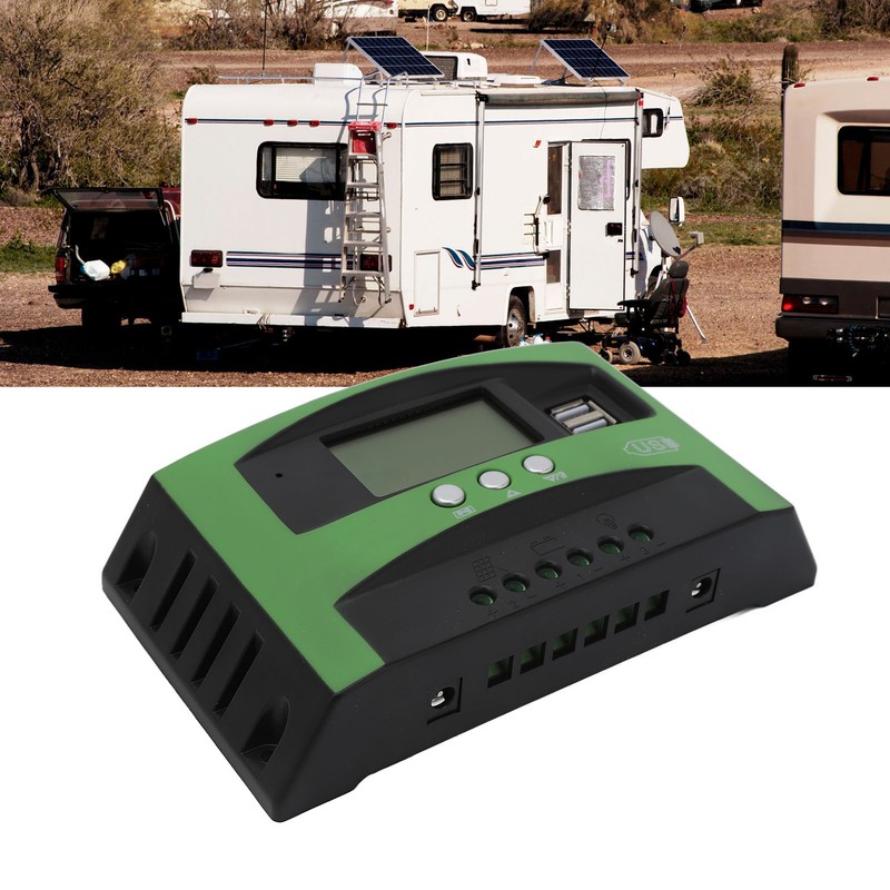 MPPT Solar Panel Controller with Dual USB Ports LCD Display