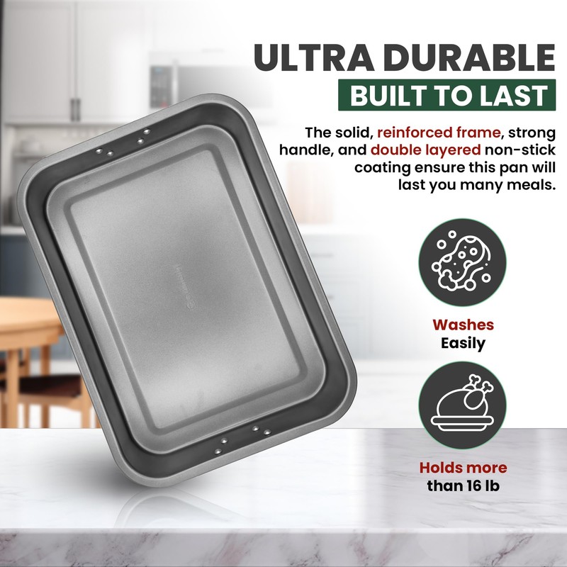 Large Lasagna Pan 12” x 16” - Heavy-Duty Nonstick Casserole