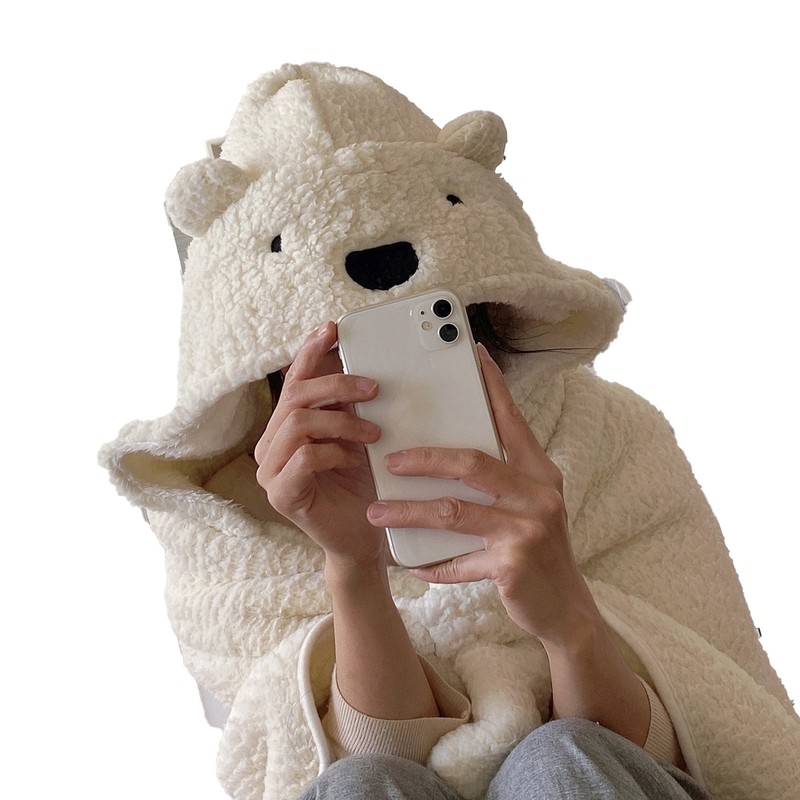 Winter Throw Blanket Cloak With Hood Thick Soft Plush Warm