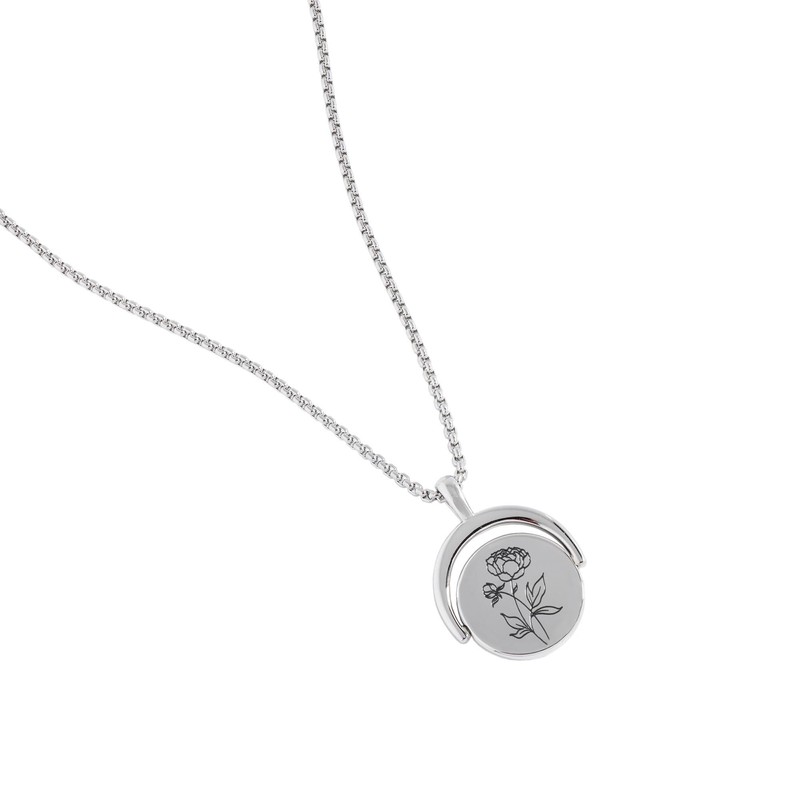 Alex and Ani Birthstone and Flower Flip Charm Adjustable Necklace,