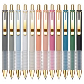 Linbsunne Bolígrafos de gel de tinta negra de 0.5mm, punta fina, de escritura suave, retráctiles, suministros de oficina (12 unidades)