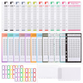 GOTFUN Budget Planner German A6 Refill Paper (Set of 38), Budget Planner German Accessories, Economy Challenge Budget Planner Contains Saving Challenges, Budget Sheets German, Binder Pockets, Label