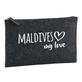 Huuraa Toiletry Bag Maldives My Love Gift Cosmetic Bag Charcoal 1 Liter Felt Maldives My Love Gift idea