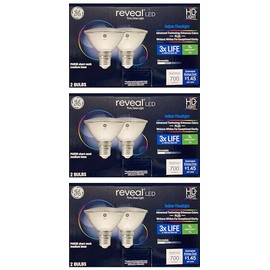(6 Bulbs) GE Reveal LED 75 W Equivalent Dimmable, Color-Enhancing HD PAR30 Shortneck, Dimmable LED Light Light Bulb, GE's Best Light, Indoor Floodlight, 700 Lumen, 12 watt
