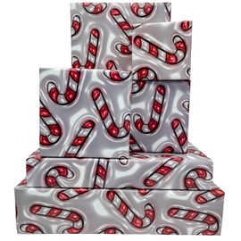 Vnaaem Candy Cane Wrapping Paper for Women Girls Boys Men - Kids Holiday Wrapping Paper for Winter Christmas Birthday Holiday - 20 X 28 Inches (6 Folded Sheet)