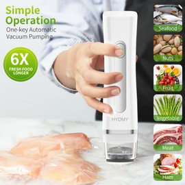 HYDMY Vacuum Sealer for Food with Visible Water Tank | Portable Compact Vacuum Sealer Machine | with 30 Reusable Bags | Preservation Time Prolonged by 6 Times