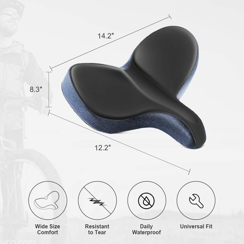 Oversized Comfort Bike Seat Comfortable Replacement Bike Saddle Memory Foam