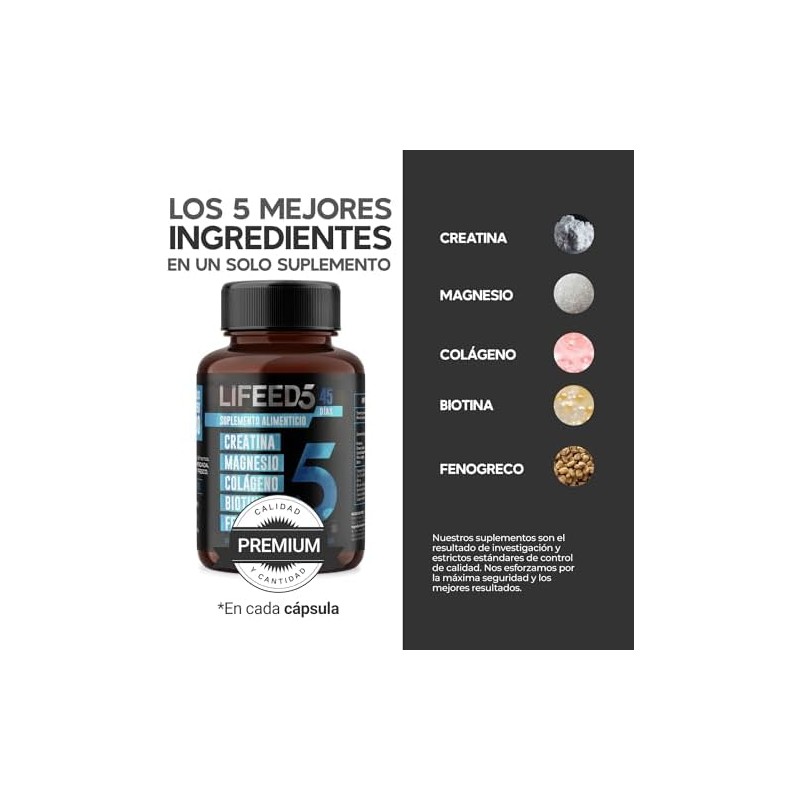 LIFEED5 Men Vitaminas para Hombre con Creatina 45 cápsulas519mg pporción