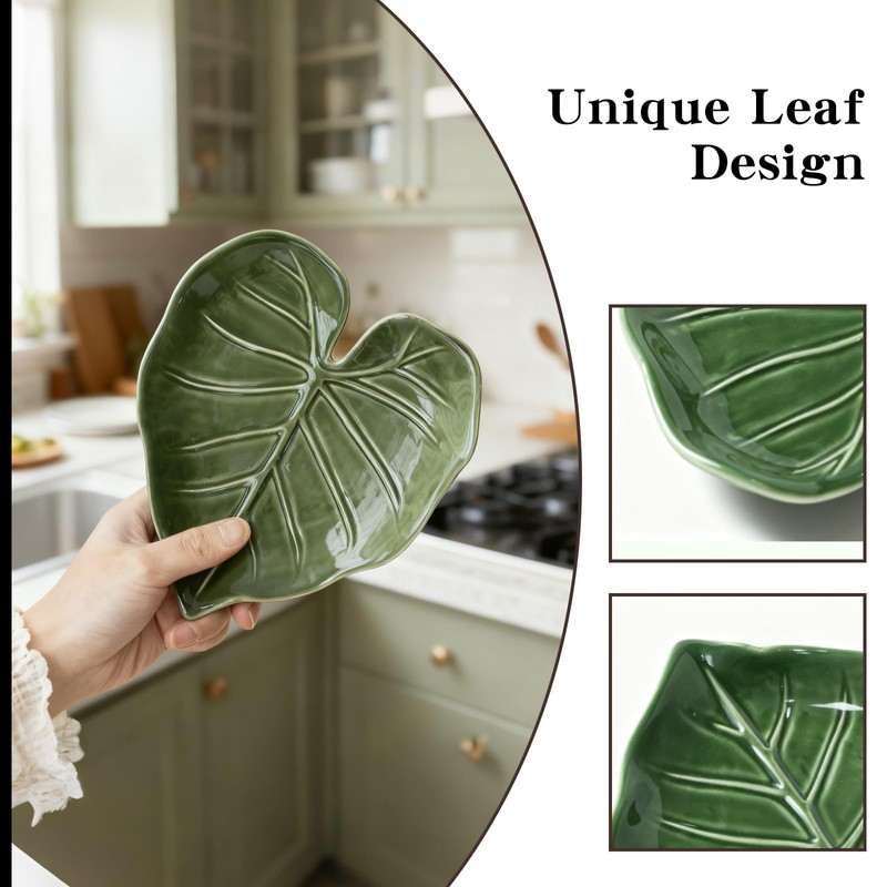 Leaf Spoon Rest, Leaf-shaped Ceramic Spoon Rest for Stove Top,