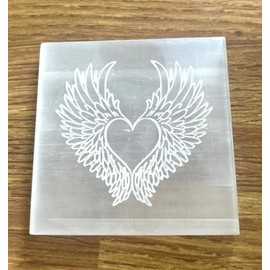 crystalmiracle Selenite Engraved Carved Reiki Plate Crystal Healing Feng Shui Wellness Gift Home Office