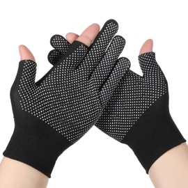 Zyghjort Fingerless Gloves, Men and Women Fingerless Glove Black Breathable Half-Finger Workout Weight Lifting Men Thin Work Women Gym Glove for Climbing Cycling Gym Training Workout