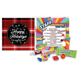 Holiday Staff Emergency Treat Pack (Pack of 50) Employee Appreciation Goody Bags Gifts with 2-sided Card for Christmas, Hanukkah & Kwanzaa