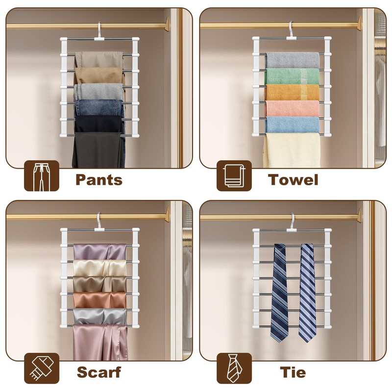 CTIME 2 Pack Stainless Steel Pants Hangers, Space Saving Closet