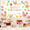 Lofaris Lofaris Chicken Birthday Party Banner Happy First Birthday Decorations