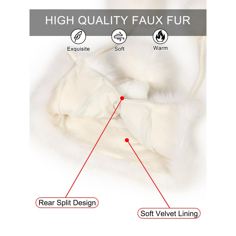 LA CARRIE Women's Faux Fur Hat with 3 Pom Pom