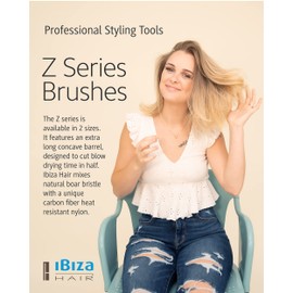 Ibiza Hair Ibiza Hair Boar Bristle Concave Barrel Brush (Z4-65mm) | Hybrid Boar & Heat Resistant Nylon Bristles with Cork Handle | Contours to the Head Shape to Create Shiny Hair | Ideal for All Hair Types