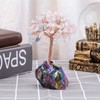 SUNYIK Natural Rose Quartz/Aquamarine Money Tree, Rainbow Aura Titanium Crystal
