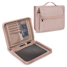 Damero Folio Cover Compatible for Rocketbook Core, Panda and Fusion, Reusable Notebook Cover for Letter Size 8.5'' x 11'' with Pen Holder and Magnetic Clasp, Pink