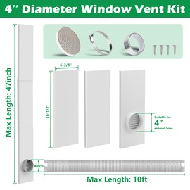 Forestchill Dryer Vent Window Kit, 4 inch Window Vent Kit with Dryer Vent Cover, 4" Diameter Window Dryer Vent Panels with 10Ft Flexible Aluminum Foil Hose for Sliding & Hung Window