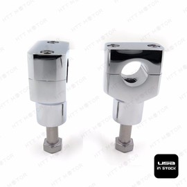 SMT-Chrome Round 7/8" 22mm 7/8 Inch Handlebar Riser Clamps Compatible With Harley Kawasaki Suzuki Yamaha V-Star 650 Silverado Road Star VTX 1300 C [B01D0QVYLY]