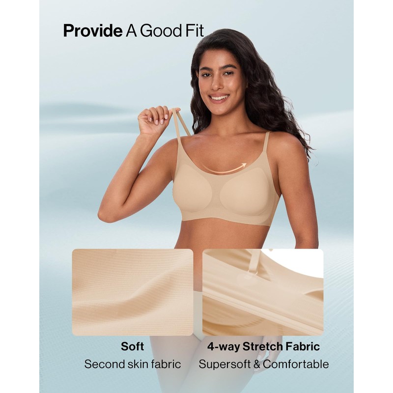Women's Adjustable String Bralette, Wireless Seamless Vest Bras Adjustable Spaghetti