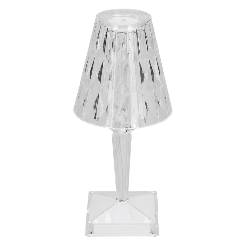 LED Crystal Table Light USB Charging Transparent Prism Dimmable Desk