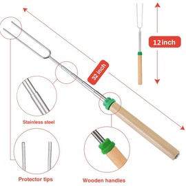 Mluchee 8Pack Marshmallow Roasting Sticks Smores Skewers for Fire Pit 32inch Telescoping Sausage BBQ Hot Dog Forks Portable Carrying Bag for Grill Campfire Thanksgiving Christmas Gifts